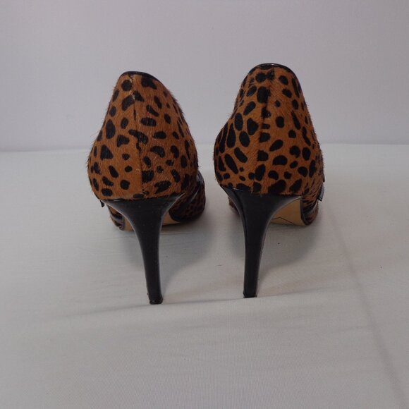 Halogen Marci Women's Calf Hair Heels Cheetah Print Mary Jane Pump Brown Size 9M - Picture 7 of 9